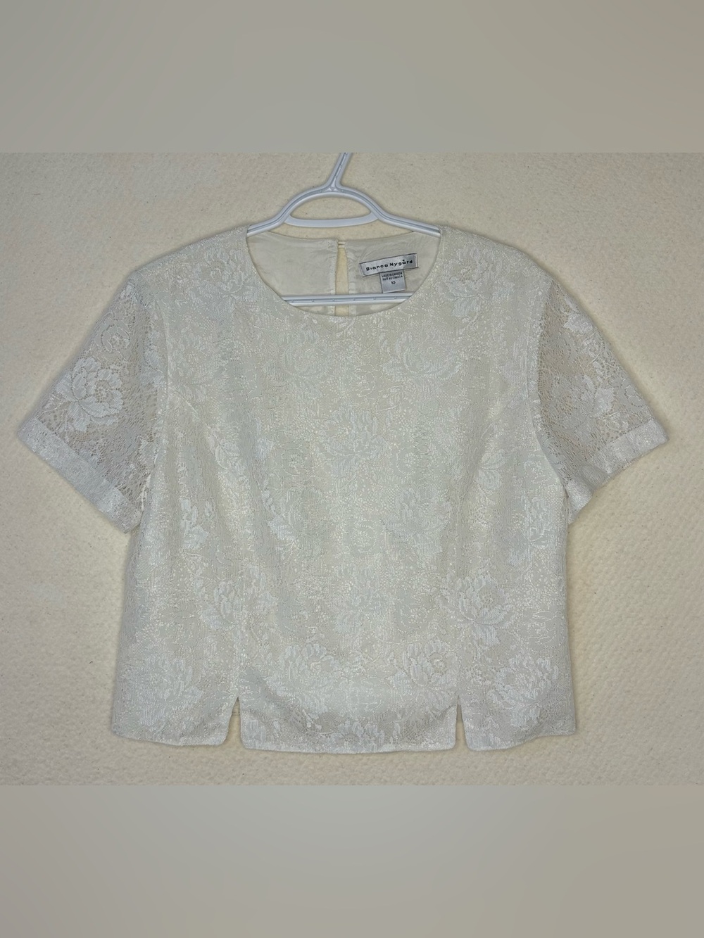 Vintage Bianca Nygard White Lace Short Sleeve Top Made In Canada π Y2K